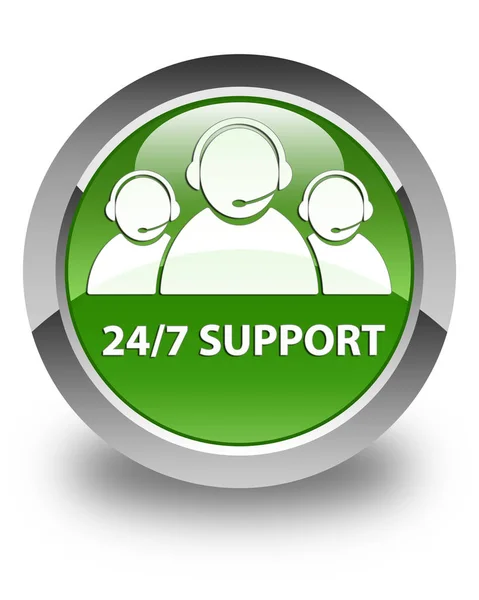 24 / 7 Support (Kundenbetreuungsteam-Symbol) glänzend weich grün runde b — Stockfoto