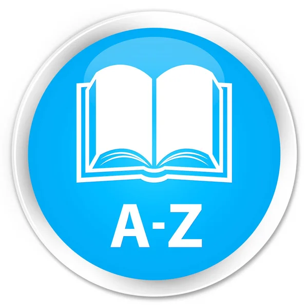 A-Z (ikonę książki) premium cyan niebieski okrągły przycisk — Zdjęcie stockowe
