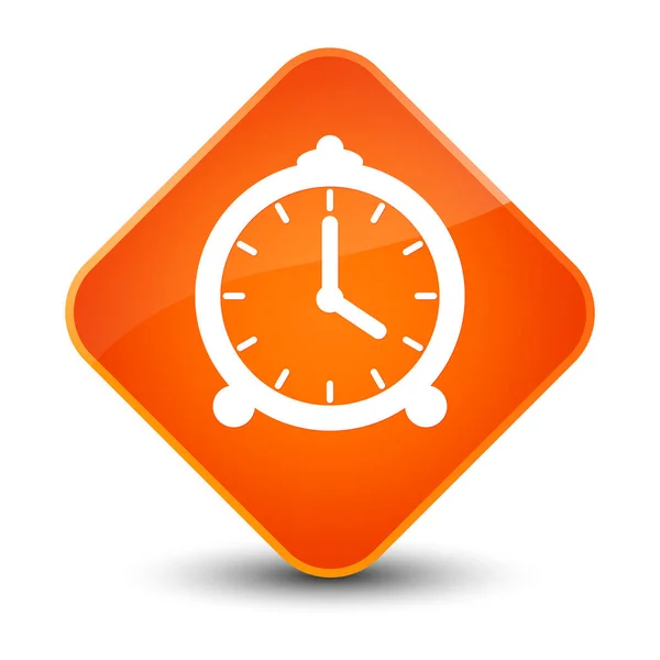 Ícone do relógio de alarme elegante botão de diamante laranja — Fotografia de Stock