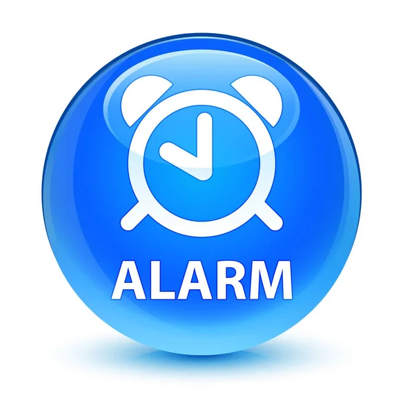 Alarma botón redondo azul cian vidrioso — Foto de Stock