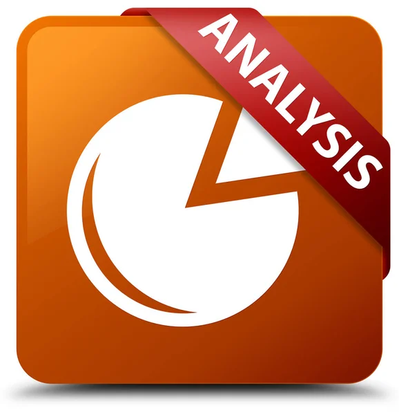 Analyse (grafiek pictogram) bruine vierkante knop rood lint in hoek — Stockfoto