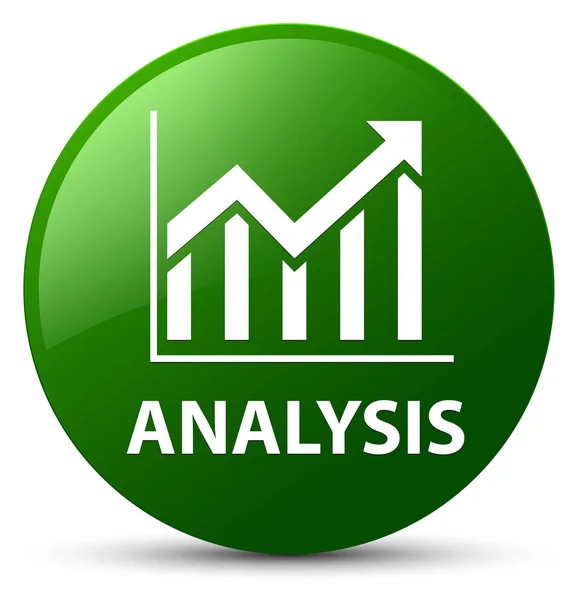 分析 (统计图标) 绿色圆形按钮 — 图库照片
