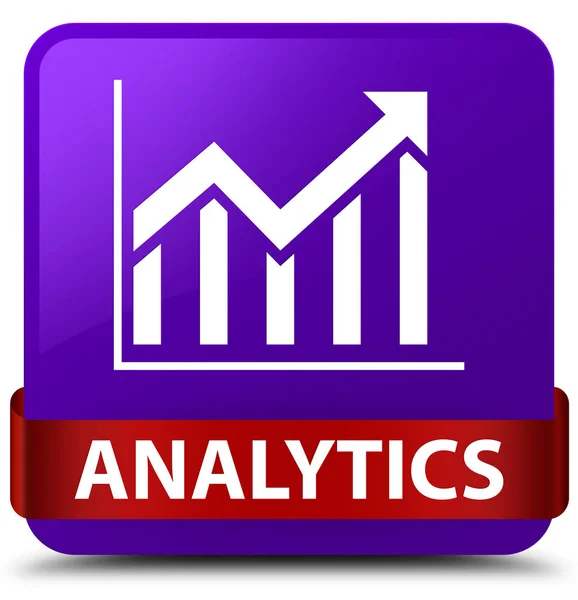 Analytics (icono de las estadísticas) botón cuadrado púrpura cinta roja en m —  Fotos de Stock