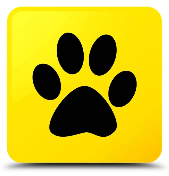 Animal footprint icon yellow square button — Stock Photo, Image
