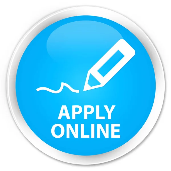 Apply online (edit pen icon) premium cyan blue round button