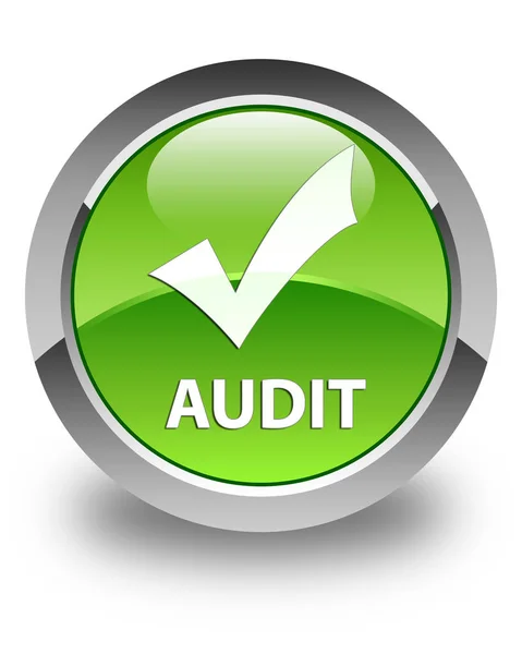 Auditoria (validar ícone) botão redondo verde brilhante — Fotografia de Stock