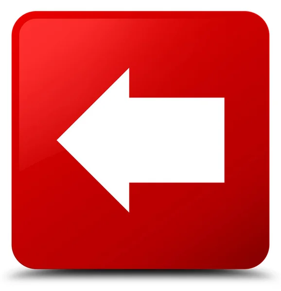 Icône flèche arrière bouton carré rouge — Photo