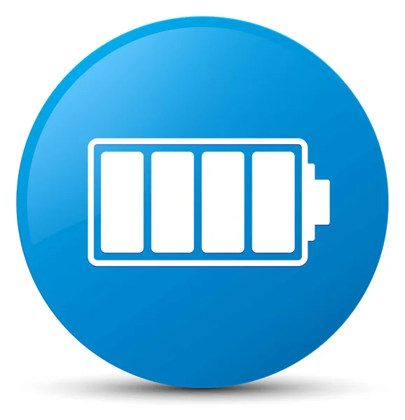 Batterij pictogram cyaan blauw ronde knop — Stockfoto