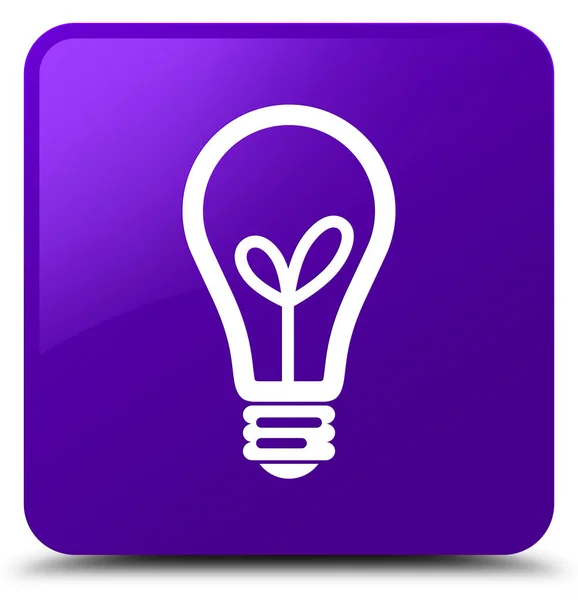Icono de bombilla púrpura botón cuadrado —  Fotos de Stock