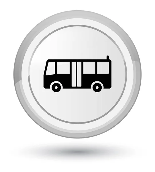 Ícone de ônibus botão redondo branco primo — Fotografia de Stock