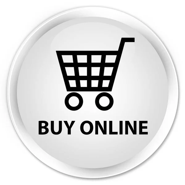 Купить онлайн премиальную белую круглую кнопку — стоковое фото