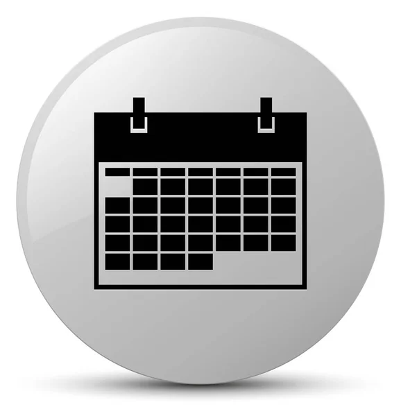 Ημερολόγιο εικονίδιο λευκό στρογγυλό κουμπί — Φωτογραφία Αρχείου