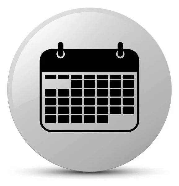 Ícone de calendário botão redondo branco — Fotografia de Stock