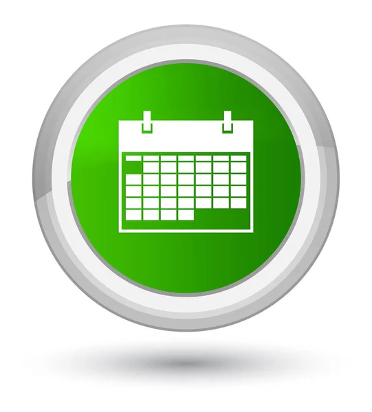 Icona del calendario primo pulsante rotondo verde — Foto Stock