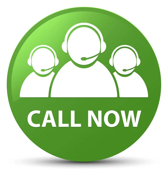 Call now (customer care team icon) soft green round button — Stock Photo, Image