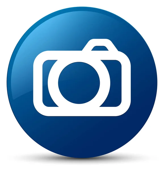 Icona della fotocamera blu pulsante rotondo — Foto Stock