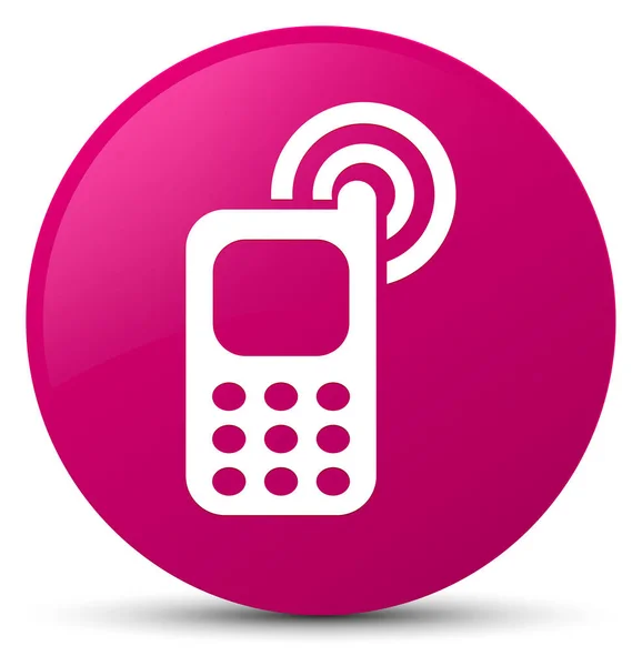 Піктограма дзвінка мобільного телефону рожева кругла кнопка — стокове фото