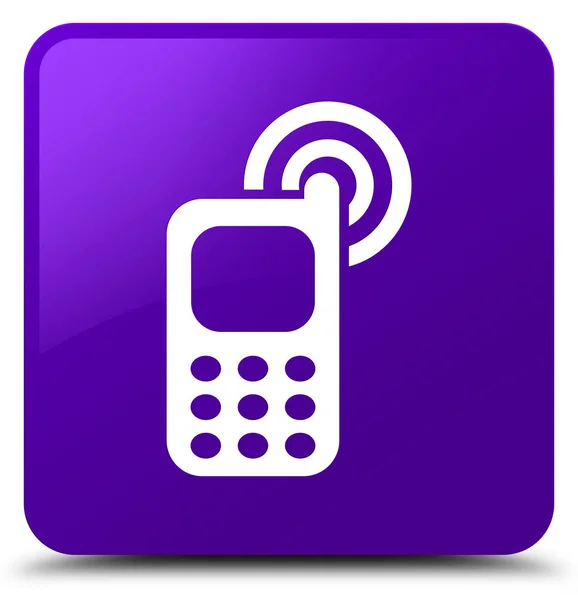 Cellphone ringing icon purple square button — Stock Photo, Image