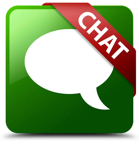 Chat green square button red ribbon in corner — Stock Photo, Image