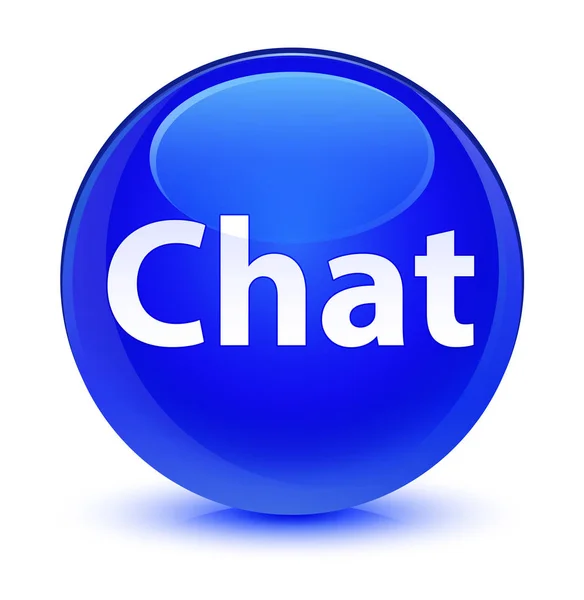 Chat glassy botón redondo azul — Foto de Stock