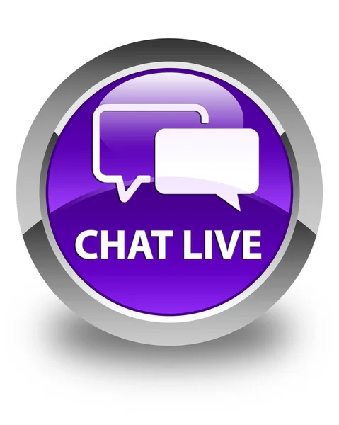 Chat live glossy purple round button — Stock Photo, Image