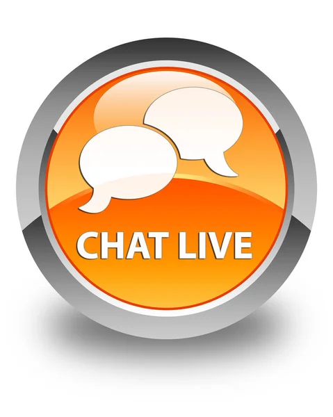 Chat live glanzend oranje ronde knop — Stockfoto