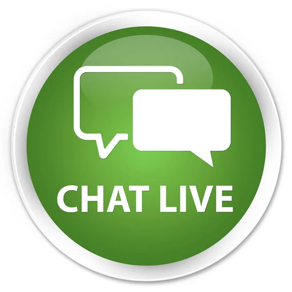 Chat live premium soft green round button — Stock Photo, Image
