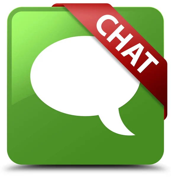 Chat soft green square button red ribbon in corner — Stock Photo, Image