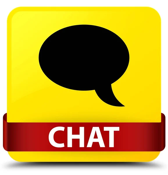 Chat yellow square button red ribbon in middle — Stock Photo, Image