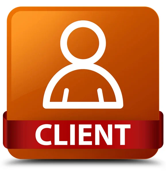 Client (Mitglied-Symbol) brauner quadratischer Knopf rotes Band in der Mitte — Stockfoto