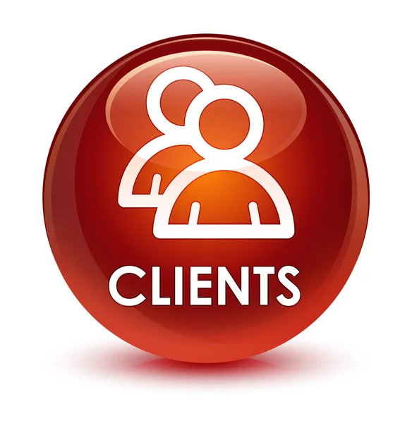 Clients (group icon) glassy brown round button — Stock Photo, Image