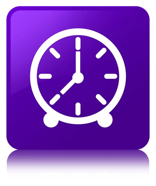 Relógio ícone roxo botão quadrado — Fotografia de Stock