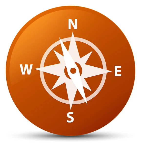 Compass icon brown round button — Stock Photo, Image