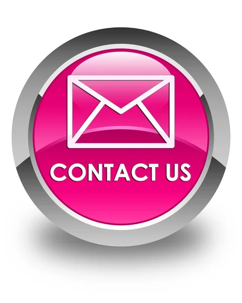 Свяжитесь с нами (значок электронной почты) глянцевый розовый круглый кнопка — стоковое фото
