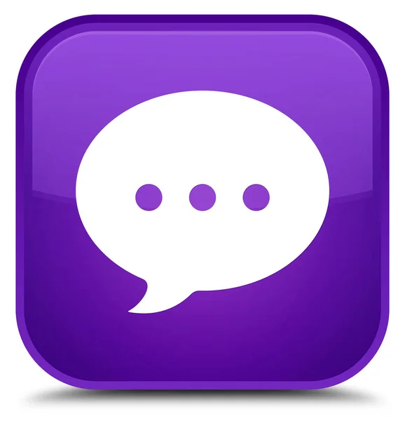 Ícone de conversação botão quadrado roxo especial — Fotografia de Stock