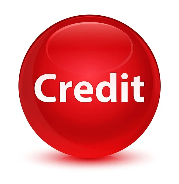 Kreditní sklovité červené kulaté tlačítko — Stock fotografie