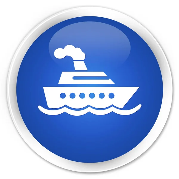 Круїзний корабель значок преміум-синя кругла кнопка — стокове фото