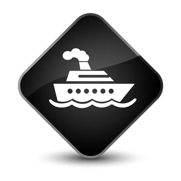 Cruise ship icon elegant black diamond button — Stock Photo, Image