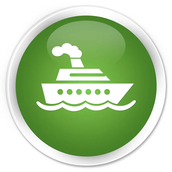 Κρουαζιέρα πλοίο εικονίδιο premium μαλακό πράσινο στρογγυλό κουμπί — Φωτογραφία Αρχείου