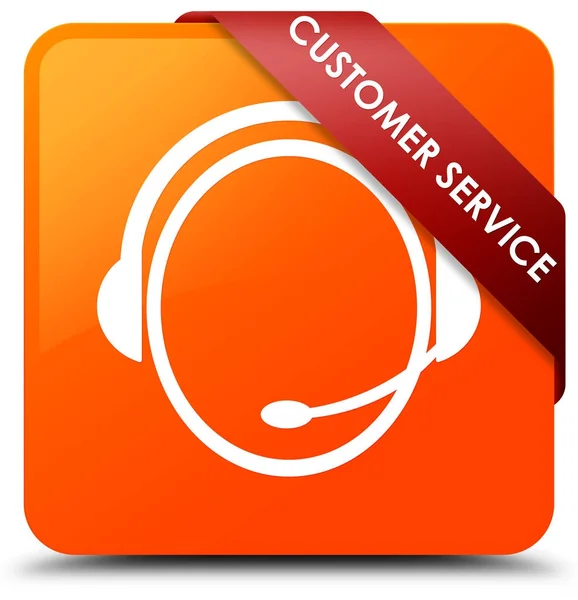 Müşteri hizmeti (müşteri bakım simgesi) turuncu kare düğme kırmızı r — Stok fotoğraf
