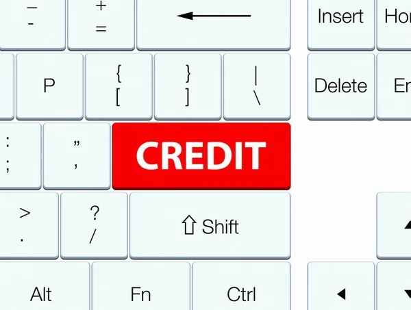 Przycisk czerwony klawiatura kredytowej — Zdjęcie stockowe