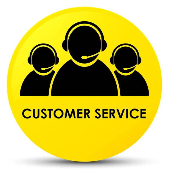Serviço ao cliente (ícone da equipe) botão redondo amarelo — Fotografia de Stock