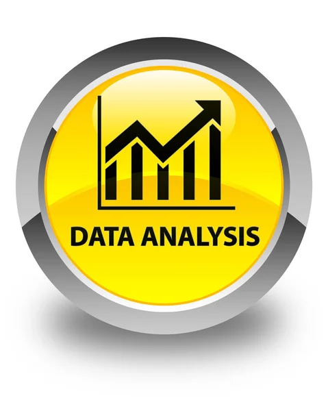 Analisis data (ikon statistik) tombol bundar kuning mengkilap — Stok Foto