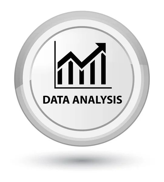 Analisis data (ikon statistik) tombol bundar putih utama — Stok Foto