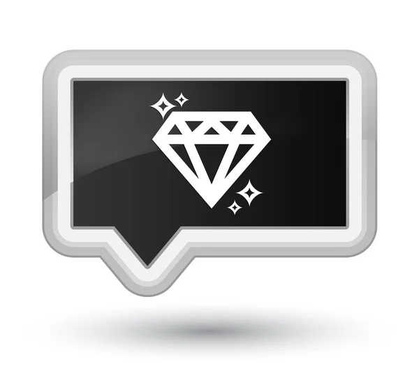 Діамантова піктограма простої чорної кнопки банера — стокове фото