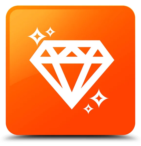 Diamante icona arancione pulsante quadrato — Foto Stock