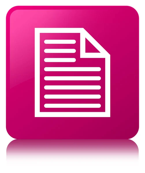 Ícone de página de documento rosa botão quadrado — Fotografia de Stock