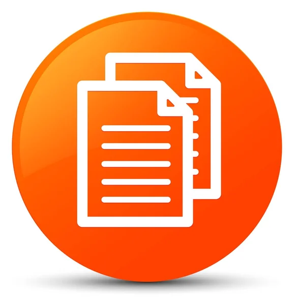 Documenti icona arancione pulsante rotondo — Foto Stock