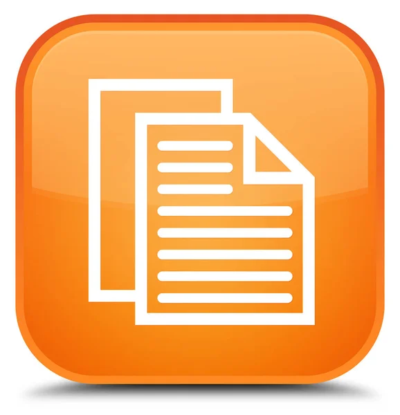 Ícone de páginas de documento botão quadrado laranja especial — Fotografia de Stock