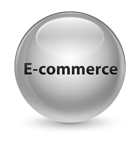 E-commerce υαλώδη λευκό στρογγυλό κουμπί — Φωτογραφία Αρχείου